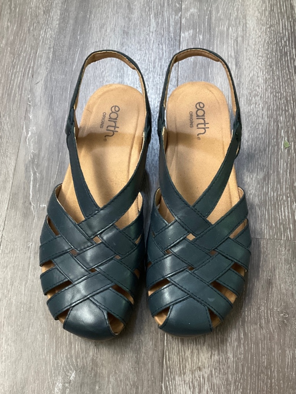 Earth Origins Navy Woven Slingback Sandals